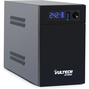 VulTech UPS1000VA-LFP Gruppo di continuità UPS Serie LFP al litio 1000VA 530Watt con batterie al litio Garanzia 2 anni, protezione da Blackout sbalzi di tensione per Pc videosorveglianza, AVR