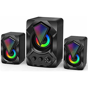 Vet Italy Vetrineinrete® Casse altoparlanti audio speaker con luci rgb subwoofer 5 + 3 watt per pc notebook smartphone usb 2.0 aux jack 3.5 mm