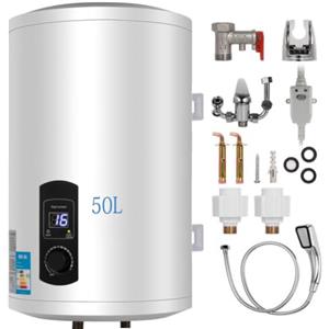 GMSLuu Caldaia elettrica per riscaldamento dell'acqua calda Smart Control da parete, scaldabagno elettronico con display digitale per bagno cucina 2 KW 220 V (50 L), BGRSQ100