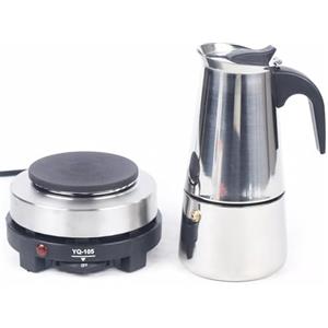 Treeisland Caffettiera elettrica da 6 tazze, in acciaio inox, per 6 tazze, 300 ml