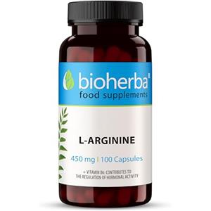 BIOHERBA L-Arginina - 450 mg 100 Capsule di BIOHERBA Potenziatore di Energia e Vitalità per Performance Ottimali