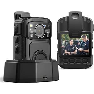 BOBLOV B4K5 128GB 4K Bodycam Polizia professionale, 3400mAh IP68 impermeabile GPS Police Body Cam per 11 ore di registrazione video, fornisce dock di ricarica, Fotocamere montate sul corpo