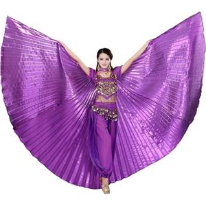 Baisdan Ali d'angelo Iside (ali + bastone + borsa per il trasporto) costume egiziano danza del ventre carnevale ali ali di farfalla viola