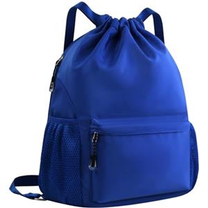 heavenlife Zaino Sacca Sportiva Coulisse, Borsa Palestra Uomo Donna Regolabile Impermeabile, Sacche da Viaggio Borsa da Nuoto con Tasche In Rete, Sacchetta Sportiva con Tasca per Escursionismo Scuola (Blu)