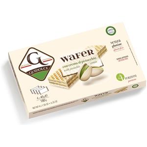 GUIDOLCE Wafer con Crema al Pistacchio 180g - Senza Glutine, 3 Cialde con 2 Strati di Crema al Pistacchio