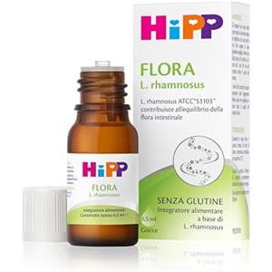 HiPP- HiPP Flora, Integratore Alimentare, Probiotico, Fermenti Lattici, Per l'Equilibrio della Flora Intestinale, Bambini, Senza Glutine, Flacone 6,5ml, con Pratico Contagocce, Senza Glutine