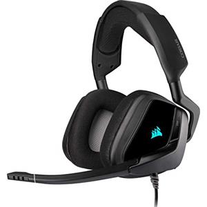 Corsair VOID ELITE RGB USB- Cuffie Gaming con Microfono Omnidirezionale Ottimizzato, Audio 7.1, Personalizzabili Illuminazione, Microfibra Tessuto Padiglioni, Nero