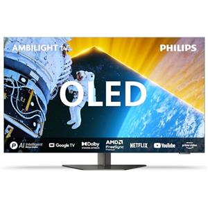 PHILIPS Ambilight 65OLED819 4K OLED Smart TV - Display 65'' con P5 AI Perfect Picture Ultra HD Google TV Dolby Vision e Dolby Atmos Sound, Funziona con Alexa e Google Assistant - Cornice in metallo