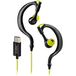 SBS auricolari con filo SPORT EARSET, auricolari USB-C con microfono per Samsung, Oppo, Xiaomi e altri, auricolari sport water resistant IPX5 con 6 gommini inclusi