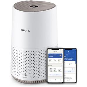 Versuni Philips Purificatore d'Aria Serie 600, Ultra Silenzioso ed Efficiente, HEPA Rimuove 99,97% Inquinanti, Ideale per Allergie, Fino a 44m², Controllo App, Bianco (AC0650/10)