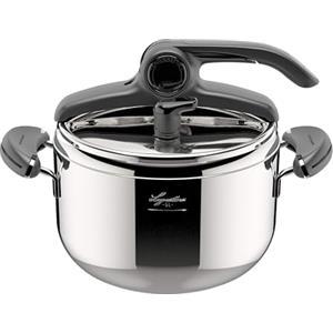 Lagostina Mia Lagoeasy'UP Pentola a Pressione 5 L in Acciaio Inox 18/10 Ø 22 cm, Pentola Induzione e Gas, Coperchio con Apertura Facilitata, Fondo Irradial Plus 3 Strati, Lavabile in Lavastoviglie