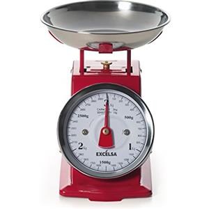 Excelsa Vintage Bilancia Meccanica, Acciaio Inox, Rosso, Sensibilità: 3 kg/10 g, Inossidabile, Rossa