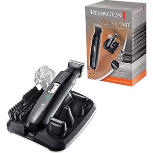 Remington Rasoio Elettrico Multiuso - Rifinitore per il corpo, Regolabarba, Tagliacapelli - Lame autoaffilanti in Titanio, set styling per peli del viso e corpo, 4 testine rimovibili, GroomKit PG6130