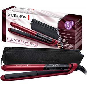 Remington Piastra per Capelli Silk - Rivestimento Ceramico a Doppio strato con Proteine ​​della Seta per capelli Lisci e Lucenti - Display LCD, 150-235°C, max 30 secondi 240°C, Piastra Capelli S9600