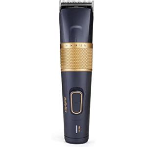 BaByliss E986E Tagliacapelli con Batteria agli ioni di Litio, Lame in Carbon Titanium, 8 Guide di taglio, Autonomia 160 minuti, Blu/Oro