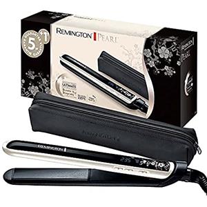 Remington Piastra Per Capelli, Professionale, Rivestimento In Ceramica Doppio infusa di perla, Piastre strette e lunghe 110 mm, 150-235°, Riscaldamento rapido, Pearl, S9501