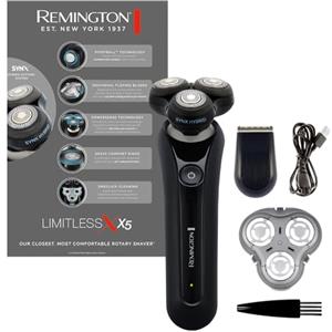 Remington, Rasoio elettrico barba, Uomo, con testine rotanti flessibili X5 Limitless, Wet & Dry, tecnologia SynX Hybrid, accessorio Rifinitore, Cordless, USB, XR1755