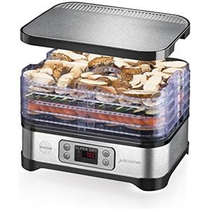 MACOM Just Kitchen 871 Super Dry, essiccatore per alimenti, Premium food dehydrator, Lega di acciaio, Nero, Rettangolare