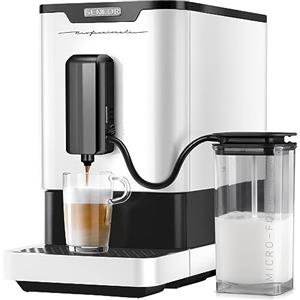 Sencor Macchina Espresso Automatica, Schiumatore per Latte, 19 Bar Compatti, Macina Caffè a Grano, Caffettiera Espresso, Cappuccino, Barista Express, Termoblocco, Sistema di Infusione brevettato