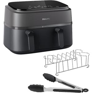 Philips Airfryer Serie 3000 con doppio cestello, 9L, Friggitrice ad aria con 2 cestelli, Kit Per La Colazione, Tecnologia Rapid Air, versatile e capiente per tutta la famiglia