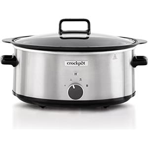 Crock-pot Pentola per Cottura Lenta, Slow Cooker, 6.5 Lt, 8 Persone e più, Sizzle&Stew, Pentola interna in alluminio per rosolare sul fuoco, 2 Impostazioni Cottura e Funzione Warm, 270W max, Argento