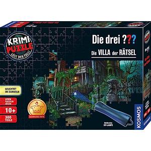 Die drei KOSMOS 697976 - Crime Puzzle: The Three ??? - The Villa of the Riddles, si illumina al buio, 300 pezzi con lampada UV, lettura - puzzle - risoluzione di puzzle, per bambini dai 10 anni