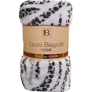 Laura Biagiotti Caldo Plaid Arredo micropile Maxi coperta Originale home 100% invernale morbido pile (Leopardato new Grigio, Plaid 130x160 cm)