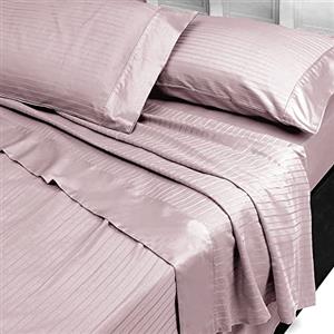 INTRECCI Completo Lenzuola e Federe Matrimoniali in Raso di Cotone, Biancheria da Letto Parure Lenzuolo con Angoli Lenzuolo Teso, 2 Piazze Rosa