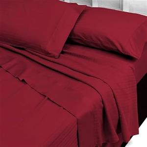 INTRECCI Completo Lenzuola Matrimoniali in Raso di Cotone Matrimoniali, Biancheria da Letto Parure Lenzuolo con Angoli Lenzuolo Teso e Federe in Raso 2 Piazze Rosso Bordeaux