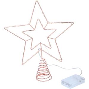 BAKAJI Puntale Albero di Natale a Forma di Stella, Punta Natalizia a Batteria, Addobbo Luminoso Bianco Caldo con 30 LED, Arredamento Natalizio Festivo, Decorazione Festiva Altezza 30 cm