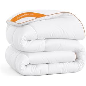 SONGMICS HOME Piumino, 220 x 240 cm, Piumone Trapuntato con 8 Passanti, Piumino 300 GSM, King Size, Piumone Trapuntato a Scatola, Bianco Nuvola TDC013W01