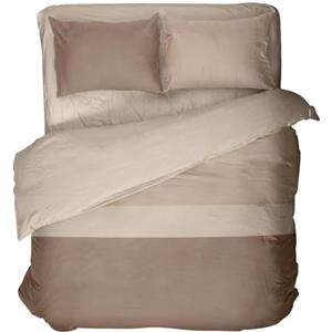 Novia Parure Letto Polo sacco Copripiumino + Federe Double Reversibile tinta unita 100% Cotone (222 - Beige/Tortora, Letto Singolo una piazza)