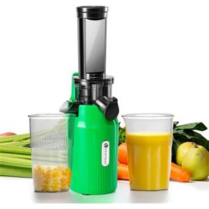 Ventray Ginnie Estrattore Frutta e Verdura - Slow Juicer 60 Giri/Min- Estrattore di Succo con Funzione di Masticazione Inversa, Facile da Pulire, Senza BPA, Cold Press, Spremiagrumi Elettrico, Verde