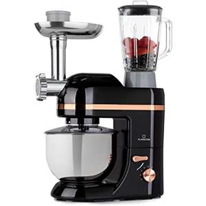 Klarstein Planetaria Professionale, Impastatrice Planetaria 5 Litri, Impastatrice Planetaria Professionale 1800W per Pizza Dolci e Pane a 6 Velocità, Tritacarne con Frullatore 1.5L con Gancio e Frusta