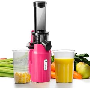 Ventray Ginnie Estrattore Frutta e Verdura - Slow Juicer 60 Giri/Min- Estrattore di Succo con Funzione di Masticazione Inversa, Facile da Pulire, Senza BPA, Cold Press, Spremiagrumi Elettrico, Rosa