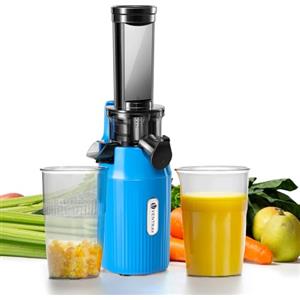 Ventray Ginnie Estrattore Frutta e Verdura - Slow Juicer 60 Giri/Min- Estrattore di Succo con Funzione di Masticazione Inversa, Facile da Pulire, Senza BPA, Cold Press, Spremiagrumi Elettrico, Blu