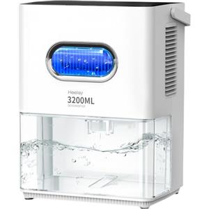 Heelay Deumidificatore 3200ML,Heelay® Deumidificatore Casa Muffa Portatile Risparmio Energetico Silenzioso Efficiente con 7 colori Luce,Spegnimento Automatico, Deumidificatore per Camera,Bagn Bianco