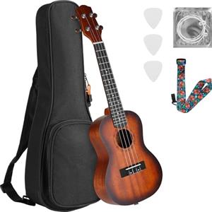 TLGREEN Ukulele Adulti Bambini, Ukulele Soprano da 21 Pollici, Ukulele Concerto Artigianale, Chitarra Hawaiana in Legno di Mogano con Plettri a Tracolla e Borsa, Ukulele Bambini da 6 Anni, Bruno-Rossastro