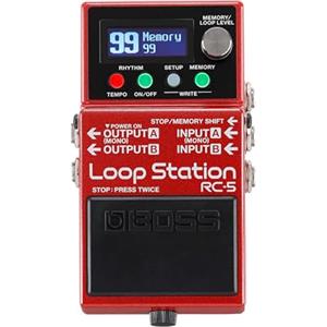 BOSS RC-5 Loop Station | Funzionalità di Looping Avanzate in un Pedale Compatto | AD/DA a 32-Bit ed Elaborazione a 32-bit in Virgola Mobile | 13 Ore di Registrazione | LCD Multi-Colore