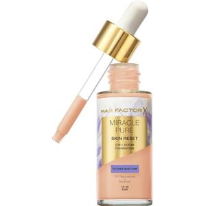 Max Factor Miracle Pure 2in1 Skin Reset Serum Foundation, 10-30, Fair, formula vegan, uniforma l'incarnato, copertura media, finish matte satinato, Formula con Niacinamide e Bisabololo, 30 ml