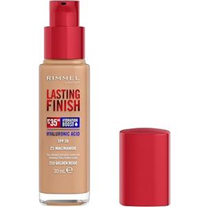 Rimmel London Lasting Finish 35H, 210 Golden Beige, fondotinta, lunga tenuta, idratante, formula vegana, alta coprenza, 30ml