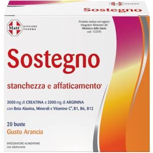 Matt, Ricarica Sostegno, Integratore Alimentare a Base di Arginina e Creatina, Utile per Ridurre la Stanchezza, Contribuisce alla Normale Funzione del Sistema Immunitario, Confezione da 20 Buste, 160g