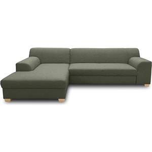 DOMO. collection angolare a Forma Poliestere Angolo, Divano L Tessuto Metallo Legno, Verde, 157 x 273 cm