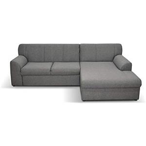 DOMO. collection Divano angolare Topper, divano a forma di L, divano moderno, piccolo angolo imbottito, 245 x 155 x 78 cm (LxPxA), grigio