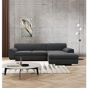 DOMO. collection Nika Forma angolare, Moderno Imbottito, Divano ad Angolo Legno Tessuto, DKL. Grigio, 277x156x78 cm