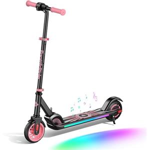 FanttikRide C9 Apex Monopattino Elettrico per Bambini 120-160cm, Altoparlante Bluetooth, Luci Arcobaleno, 8/13/16 km/h, Autonomia di 8 km, Altezza Regolabile, Pieghevole, per Bambini fino a 60kg, Rosa