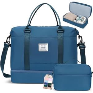 BAGAIL Borsone da viaggio, borsa da fine settimana da donna, borsa da palestra per la notte, borsa tote con tasca bagnata, borsa per mamma ospedaliera per lavoro e consegna, Blu navy, Large, Borsa da