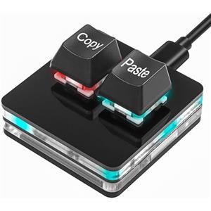 SinLoon USB Mini 2 Tasti Tastierino 2 Tasti Copia Incolla Tastiera OSU Tastierino HotSwap Tastiera da Gioco Meccanica con Una Mano con Cavo USB per Contabilità, Lavoro o Giochi di Ritmo