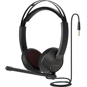 Nuroum HP11-D Cuffie Cablate - Cuffie Dual-Ear (Stereo) con Microfono, Connessione a PC/Mac/Mobile tramite cavo da 3,5 mm, Compatibile con Zoom/Teams per Chiamate/Conferenze