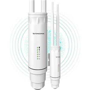 WONLINK Ripetitore WiFi Esterno, 1200Mbps WiFi Extender Esterno 2 Antenna Esterna AD Alto Guadagno Dual Band 5GHz & 2.4GHz WiFi Access Point Esterno con 24V PoE Power, Porta Etherne, Impermeabile IP66